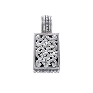 Vintage Sterling Silver 925 Rectangular Ornate Filigree Pendant